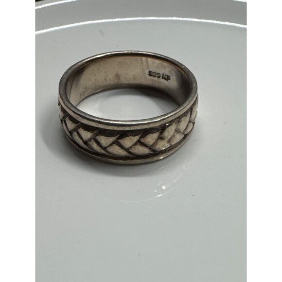 Sterling Silver 925 NF Nickel Free Braided Woven Pattern Ring Size 7.5 Mens Jewe - Picture 2 of 7